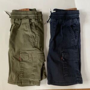2 boys M 8 medium Levis cargo shorts - olive green & navy blue